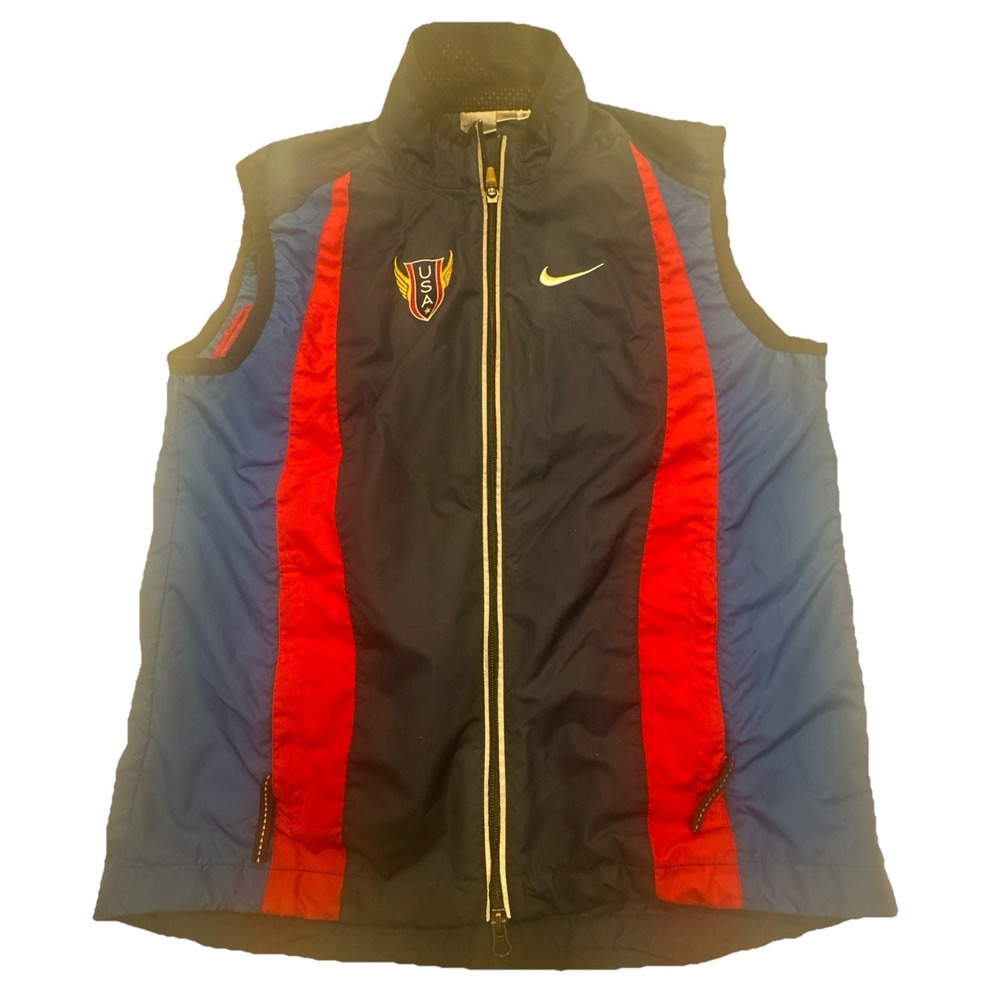 Vintage Nike USA Olympic Vest Jacket Womens Small Windbreaker Practice Warm Up